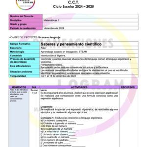 Planeación didáctica Matemáticas 1er grado Diciembre 2024
