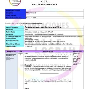 Planeación didáctica Matemáticas 3er grado Enero 2025
