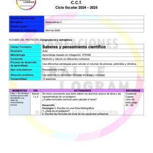 Planeación didáctica Matemáticas 3er grado Abril 2025